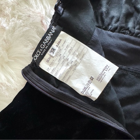 Vintage 90s Dolce & Gabbana Black Velvet Sequin Lace Top - Picture 6 of 7